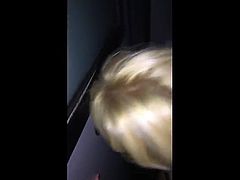 Mature blonde blows through the glory hole pt1