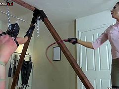 Femdom whipping cock torture and trampling by MIstress