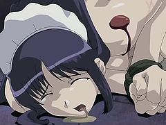 Kinky hentai maid bound by her master
