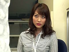 Japanese handjob and blowjob at a job interview with a beauty