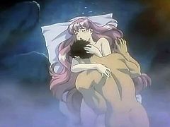Erotic anime sex in the woods with a pink hair beauty