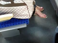 Sexy blonde Teen feet in train pt.1