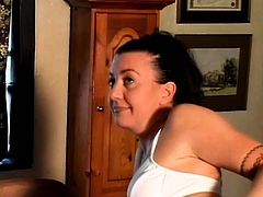 Brunette tries out an ass whooping by her man and wants more