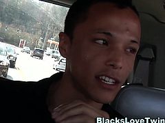 Black guy spunks twink