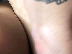 Buxom brunette with a sublime ass fucks a hard pole every way she can