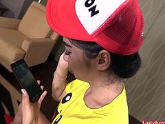 The PokemonGo game with tiny ladyboy Yoyo ends with ass-fucking and creampie. Guy catching Yoyo's ass and fucking it bareback.