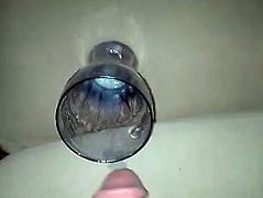 fresh glass full of huge cumshot