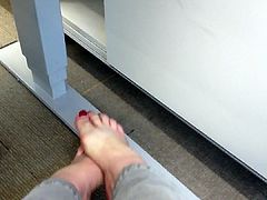 naked naughty feet at the office