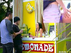Kristina loves selling the lemonade while getting her anus drilled