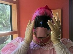 Sissy Marcia swallows 2,16 inch thick Cock - Gag