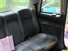 Girls can save a lot of money, if they are hot and willing to give blowjob. Paris removed her clothes, sitting on the backseat of a taxi, and asked the driver to satisfy her lust. He stopped his car in secluded place and shoved his dick in her mouth. She sucked his swollen balls and rubbed his dick between her tits.