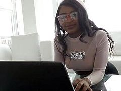 TeenyBlack - Petite Chocolate Girlfriend Fucked While She Studies
