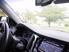 Stunning Canadian gal August Ames flashes her perfect round boobs. She needed my cock as she was going for a drive and jacked me off in her truck. When we got home, she showed me her sweet booty. I fingered her cunt hole and she sucked me off in between the stairs. She needs my cum right now.
