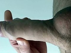 Stroking my uncut cock again