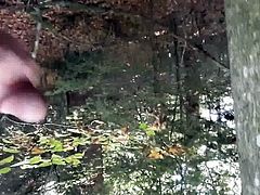 Cumshot in the woods