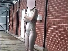 Pussy shows through wet swimsuit at swimming pool
