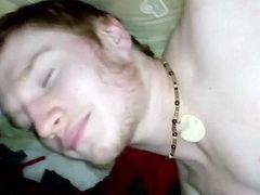 Cute twink jerks big cock