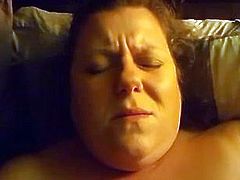 BBW mom with huge boobs plays with toy to orgasm