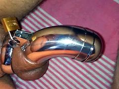 An indian guys first time uses chastity device