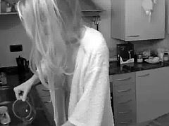 hot blond teen caught at the flat I rent on airbnb