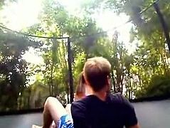 Sister Gets Brother to have quickie on Trampoline