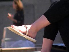 Sexy redhead foot tease on campus