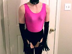 Leotard Sissy Shiny Striptease