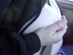 Driving Down Highway With Big Natural Tits Out