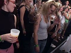 Experienced sluts who have been fucked in our past films got to wear the lime VIP bracelets that let them get to the front of the line for fucking and sucking