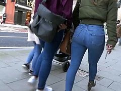 Candid round ass teen in tight jeans