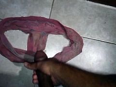 Cum-tribute on dirty old panties from my slut neighbor