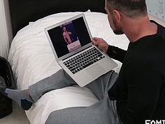 This horny gay man often fantasized about his stepdad's cock. One day he set a trap for his stepdad and recorded him jerking of to his nude picture. Hot stepdad had two choices, either he fucks his bubble butt stepson, or his wife sees the video. What would you do in this situation?
