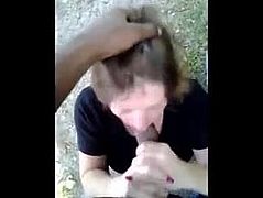 Wife sucked black cock by the outdoor! Cuckold!