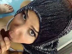 Hijab Blowjob Cumshot KOPFTUCH tuerkin am blasen