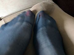 Both in Pantyhose Footjob