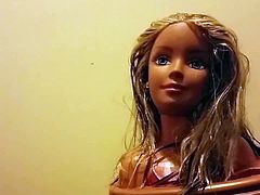 Wet hair barbie doll facial (messy!)