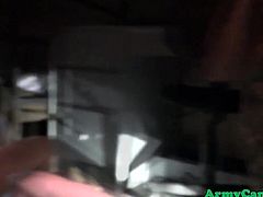 Military hunk humiliated with cumshower