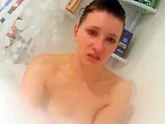 Horny Dude Filming Her Girlfriend Having A Shower