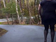 Expose myself and strip to red corset in random driveway