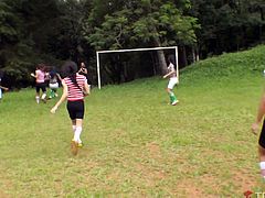Tgirl soccer stars like Adelaide Novaes banging a fella on the grass