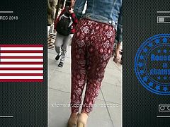 very hot jiggle booty walking in street USA