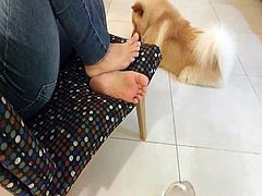 Candid feet very hot foot and soles (dog licking) pies
