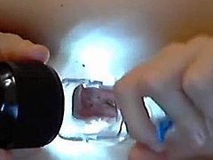 Russian girl in webcam with anal speculum
