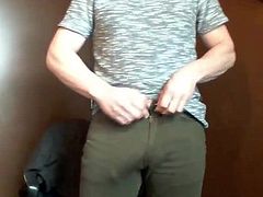 young dad shows off his big cock at the office