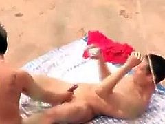 Nude Beach - Fat Pussy Chubby Fuck & CIM BJ - Filmed by Voye