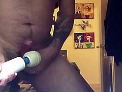 Quick male solo anal and cum with hitachi