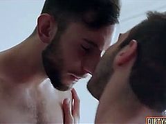 Muscle homosexual anal sex with spunk fountain