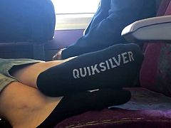 Candid, Restless Feet on the Train