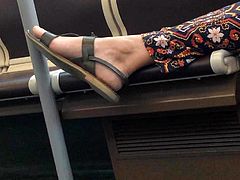 Candid Feet in the tram