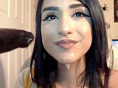 sloppy spit close up blowjob from sexy hot camwhore